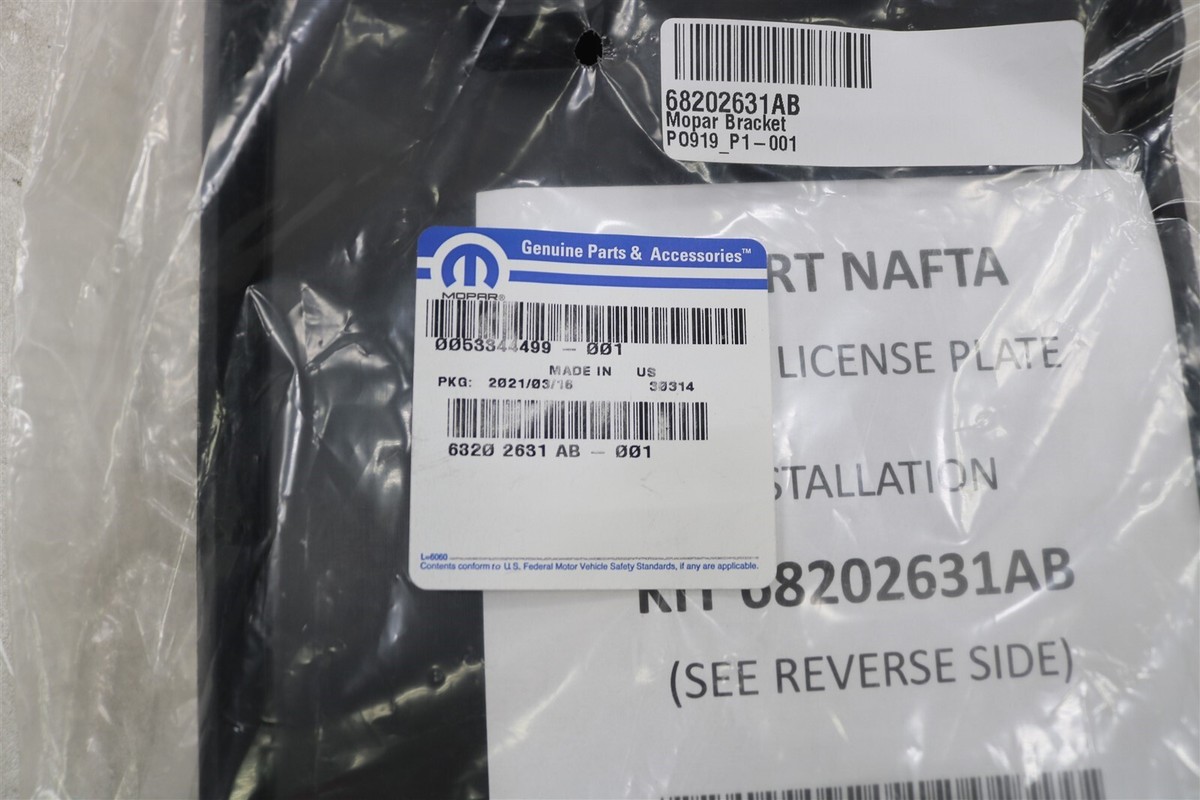 NEW OEM Mopar Front Bumper License Plate Bracket 68202631AB Dodge