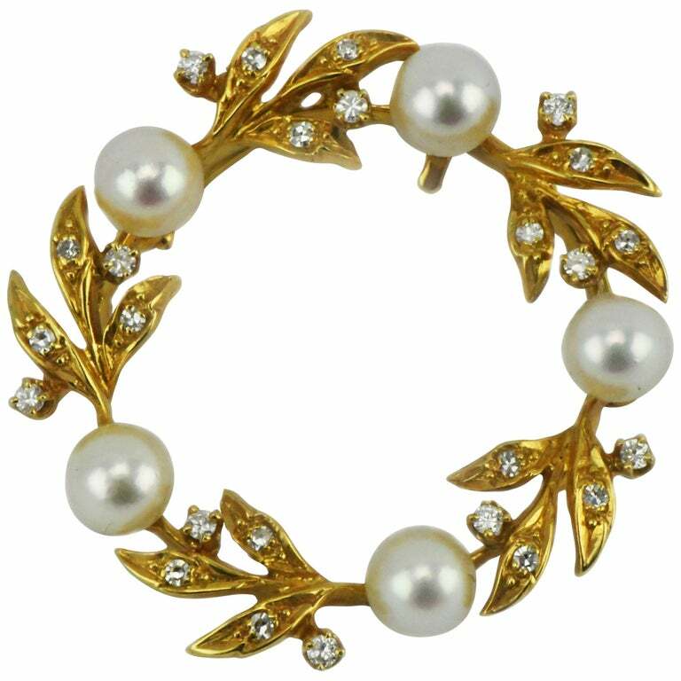 Vintage Kurt Wayne 14 Karat Yellow Gold Pearl Dia… - image 1