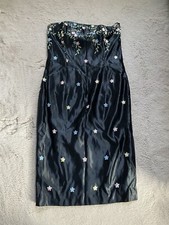 Jessica McClintock For Gunne Sax Millennium 2000 Black Satin Floral Dress JR 11