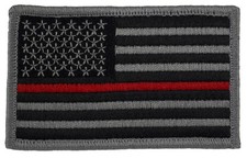 Tactical Morale Patch (L05) Silver w/ Thin Red Line US American Flag 14158