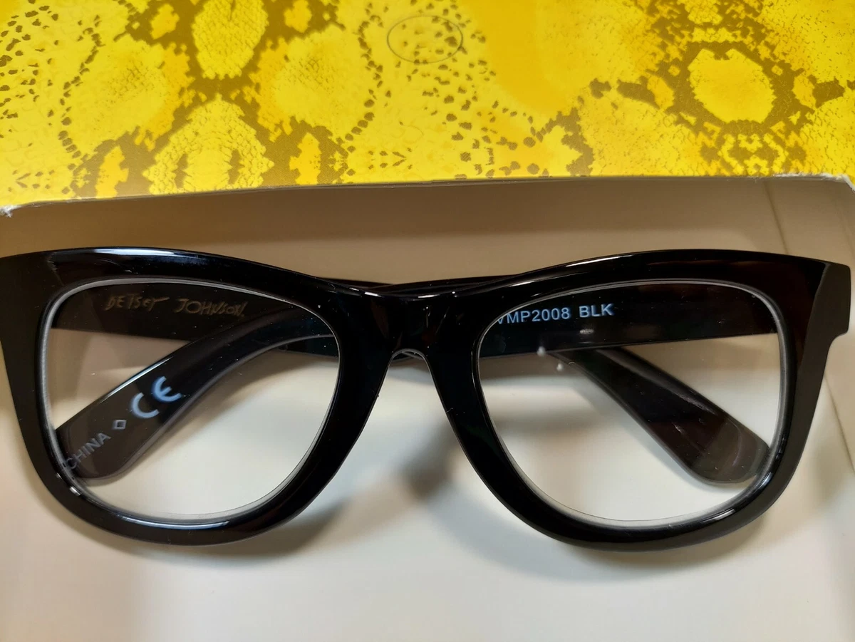 NEW 1.50 Betsey Johnson Black Thick Frame Reading Glasses Readers