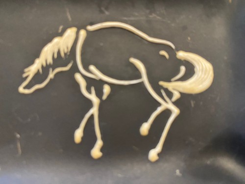 Matte Black White Porcelain Ceramic Horse Trinket Tray 4 Inches By 2.75 Inches - Picture 5 of 5