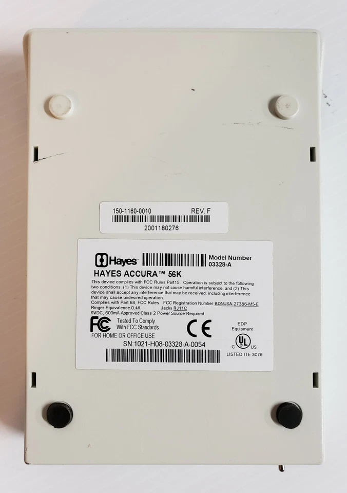 Hayes Accura 03328-A Accura External V.90 56k Faxmodem NO POWER SUPPLY - Image 3 of 3