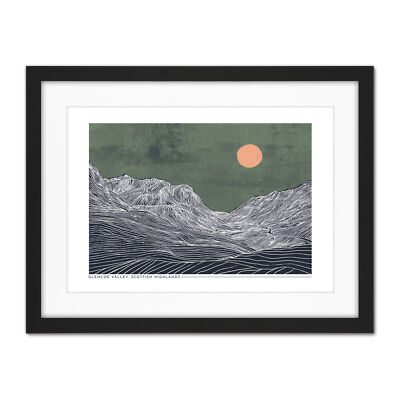 Glencoe Valley in Zeilen Kunstplakat Gerahmter druck 46x61 cm