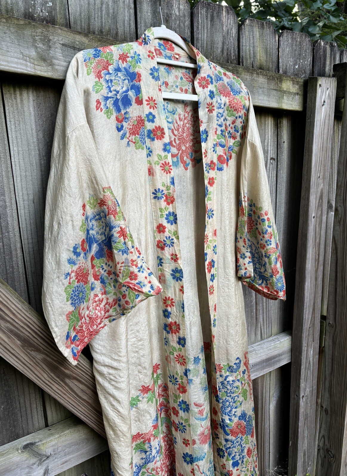 1920s Antique Pongee Japanese Silk Robe Rare Floral M… - Gem