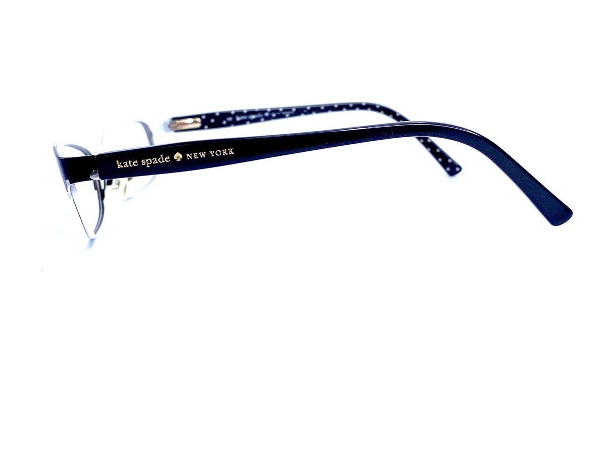 Kate Spade Eyeglasses Frames Only Alease 0X55 135 black white polkadot signature Kate Spade Alease 0x79 135 Eyeglass Frames Black Poly  main image 3