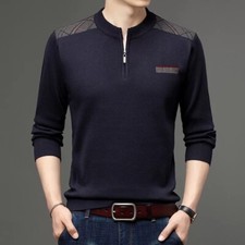 Spring New Man  s Casual Style Zip Long sleeve Slim fit Pullover Knitted Sweater