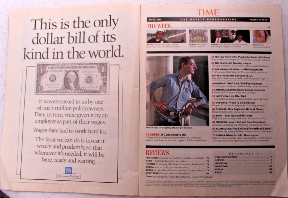 TIME MAGAZINE May 18 1992 Roger Keith Coleman 1992 election Los Angeles riots Foto 2 de 4