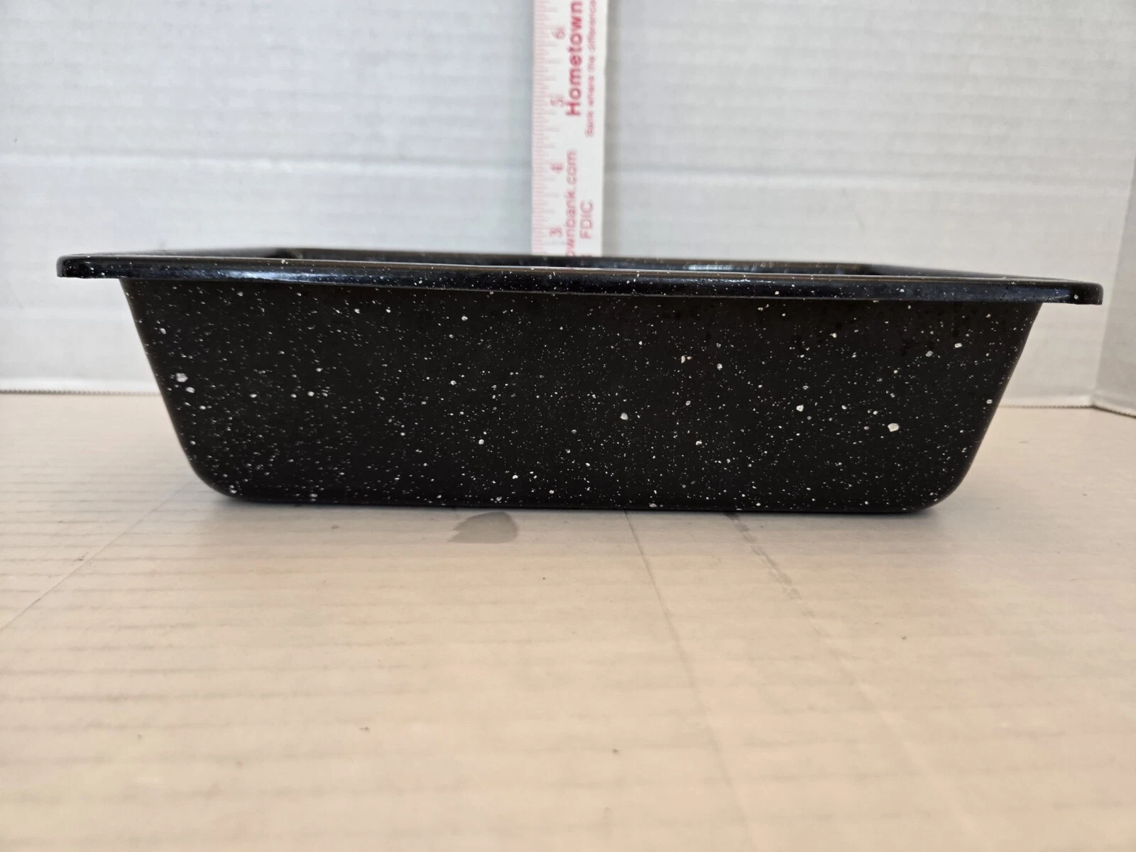 Black Speckled Enamel Ware 1.5 Qt Bread Baking Loaf Pan 10x6 Dish FREE SHIPPING