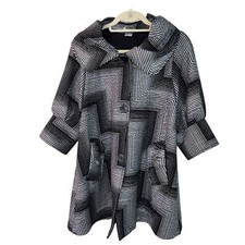 Damee Swing Jacket Black Silver Womens Size Small Art To Wear Polyester Spandex