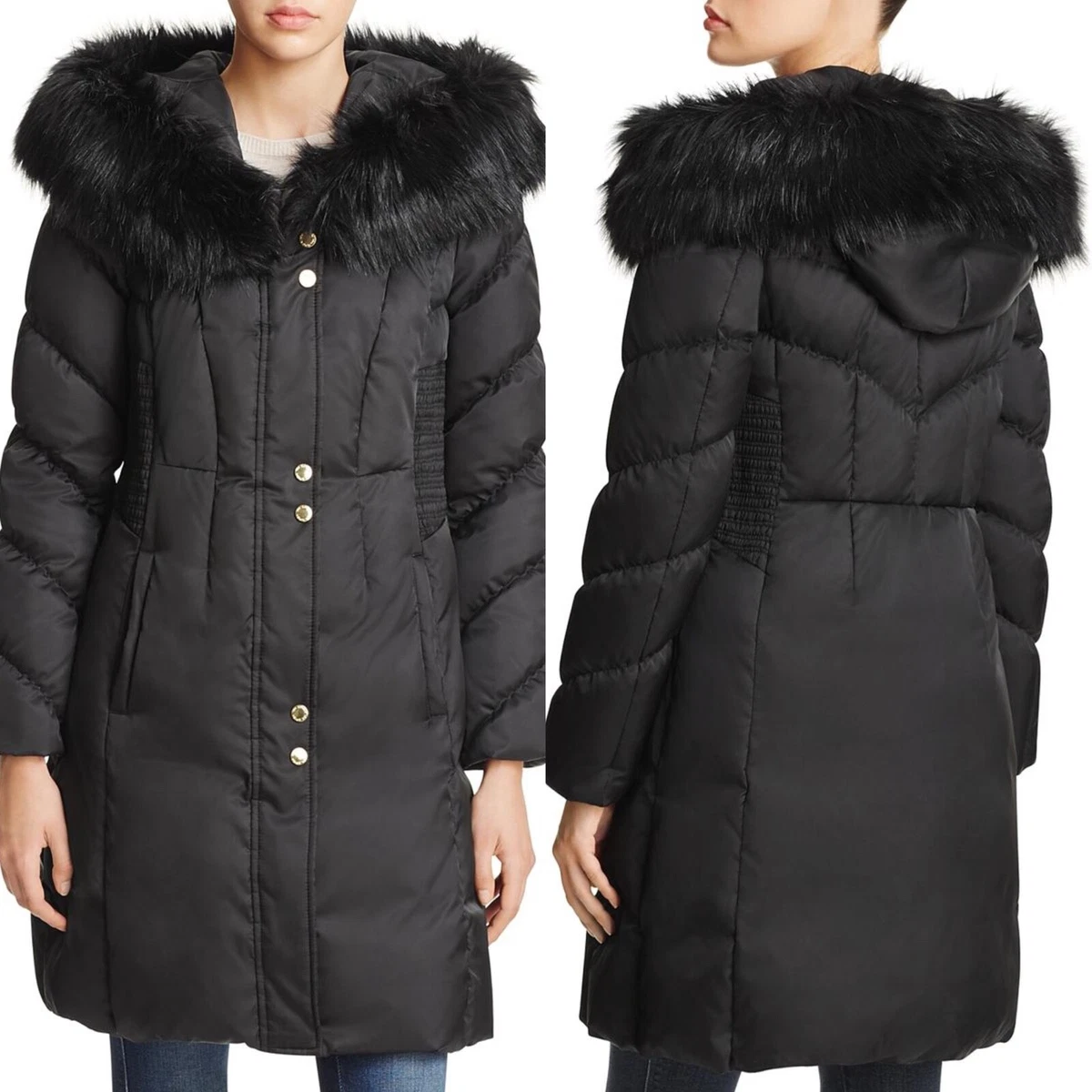 Via spiga faux clearance fur trim puffer coat