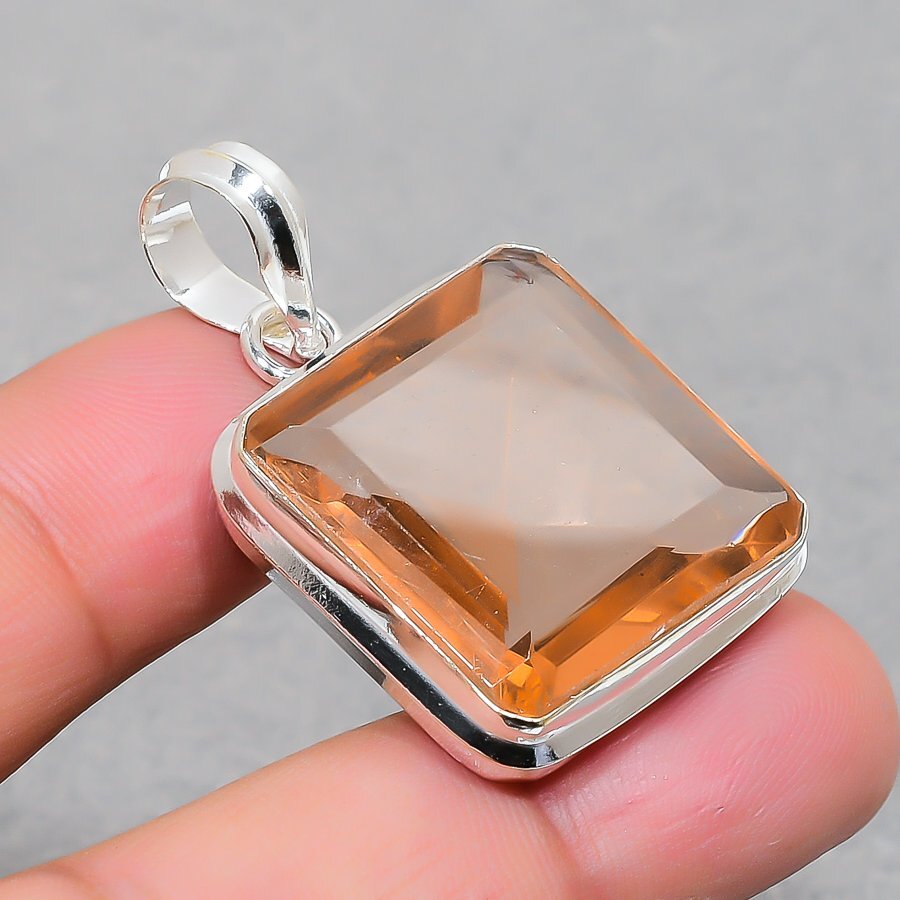 Handmade Faceted Morganite Gemstone Ethnic Fashion Jewelry Pendant 1.70 Inch SR 1713