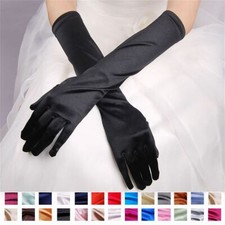 Wedding Gloves Finger Long Gloves Wrist Stretch Satin Prom Costume Accessories