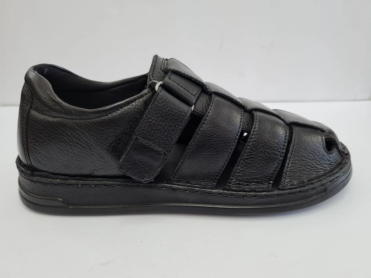 Luxury Sandali Uomo in pelle con Strappo Tuccio NER Nero