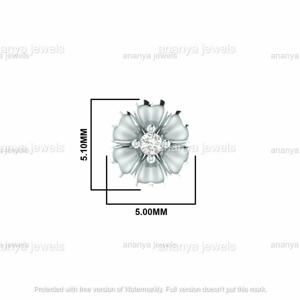 Diamante Natural Corazón Flor Cuerpo Nariz Pin Labio Labret Piercing Anillo Tornillo Foto 4 de 4