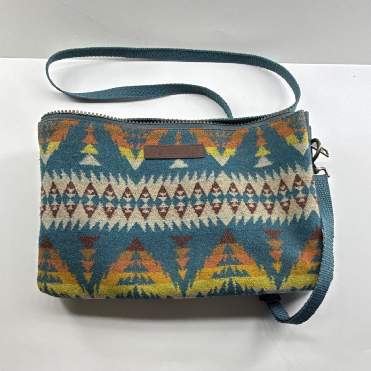 Pendleton Blue Yellow Orange Aztec Pattern Crossb… - image 1