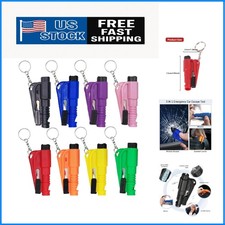 Pack of 8 Window Breaker Seatbelt Cutter Keychain 3-In-1 Car Escape Tool Mini Gl