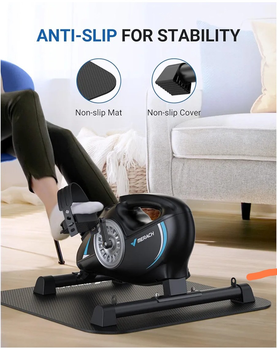 Under Desk Bike Pedal Exerciser, Quiet Magnetic Mini Exercise Bike with...