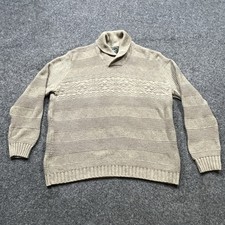 Vintage Woolrich Sweater Mens Size XL Cowl Neck Beige Cream Preppy Shale Tan