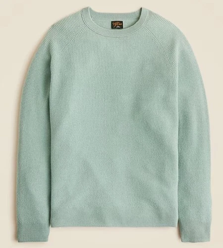 NWT J. Crew 100% Cashmere Waffle Pullover Sweater Mens Sz XL $228 Celadon Green