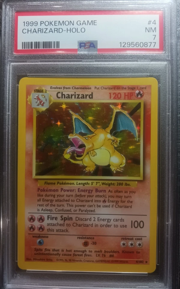 CHARIZARD-HOLO 4/102 PSA 7 NM Vintage Rare Base Pokemon(New Cert) - Image 3 of 4