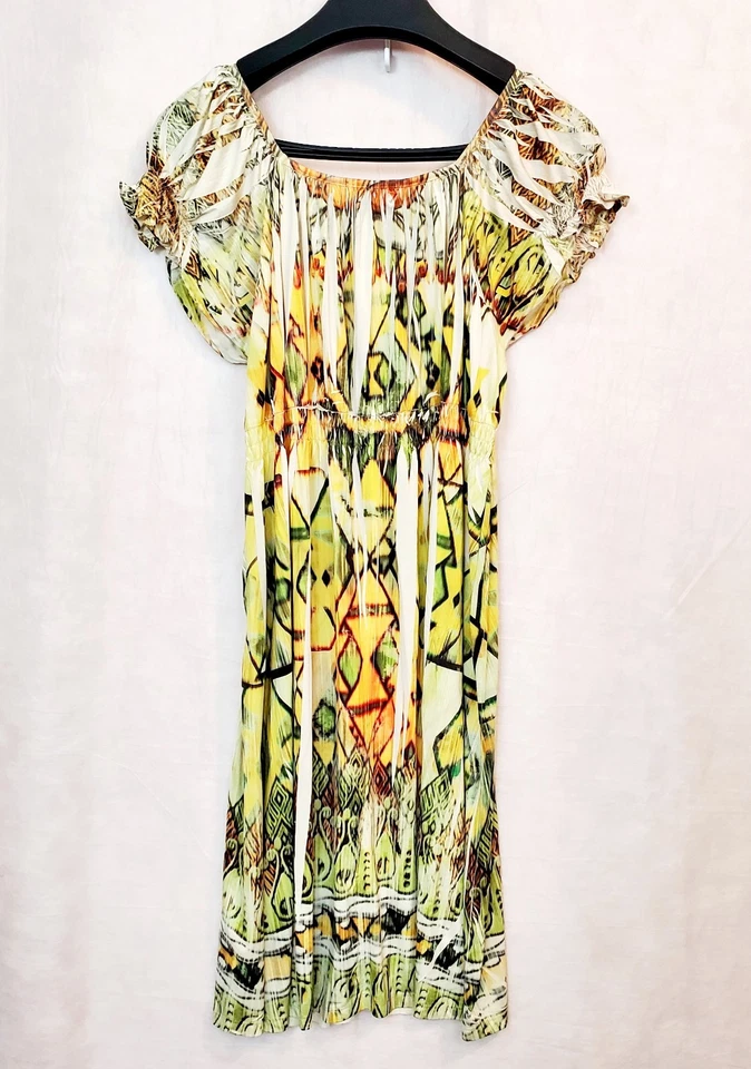 One World Live & Let Live Colorful Dress Size L Sublima Empire 181 Boho Stretch - Image 3 of 3