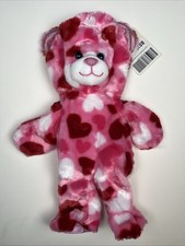 Build a Bear 15  Valentine Red  Pink Hearts Bear Plush - Rare Unstuffed NWT