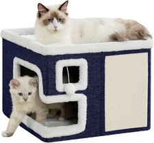 Cat Houses Indoor Cats Covered Cat Cave Bed W/ Scratch Pad  Fluffy Ball