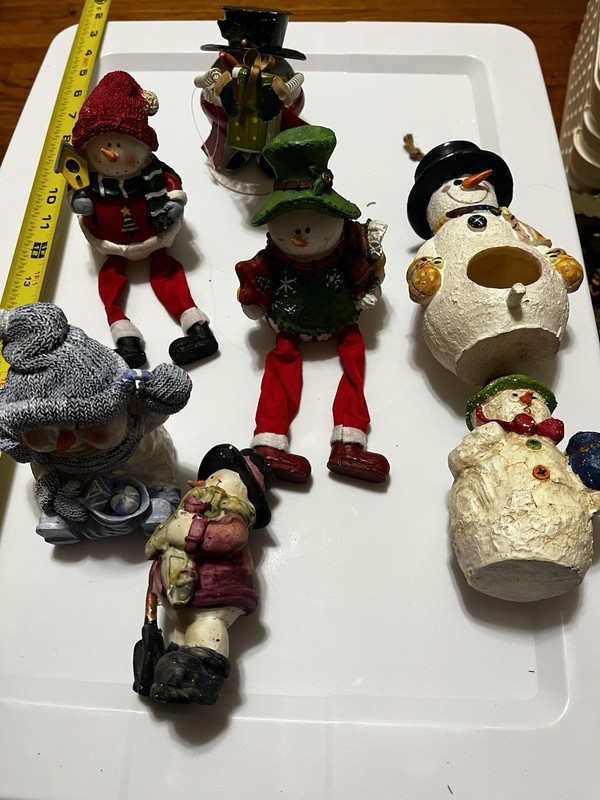 Lot Of Holiday Snowmen Ornaments And Figures Shelf Sitters