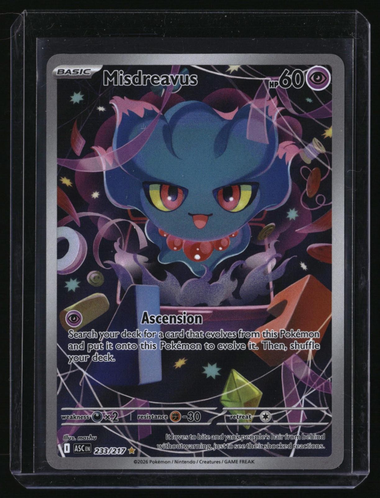 MISDREAVUS 233/217 ILLUSTRATION RARE ASCENDED HEROES POKEMON HOLO NEAR MINT
