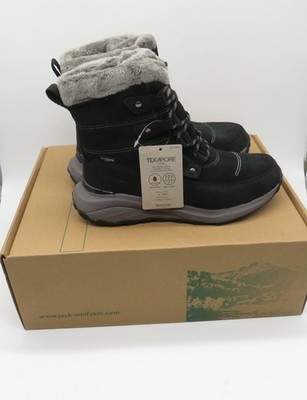 Jack Wolfskin Texapore Winter Boots Womens  6 Black Faux Fur Lined Waterproof NW
