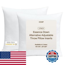 Coop Home Goods Essence Adjustable Pillow Inserts 18x18 Set of 2 Down