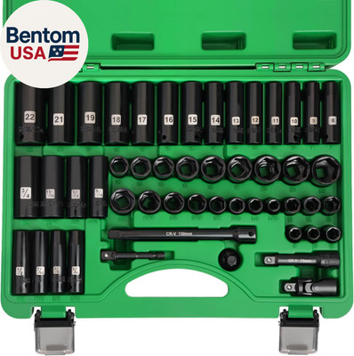 3/8'' Drive Impact Socket Set, 50 Piece Standard SAE (5/16 to 3/4 Inch) and Metri
