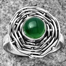 Natural Green Onyx 925 Sterling Silver Ring s.7 Jewelry R-1445