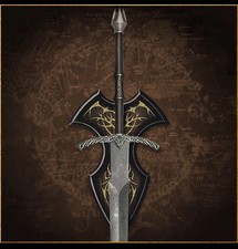 Medieval Fantasy Spiked Long Sword Stainless Steel Replica with Wall Display.