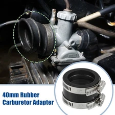 40mm ID Black Carburetor Adapter Inlet Intake Pipe Boot Interface with Clamps