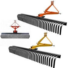 72"/60" 3 Point Landscape Rock Rake Category 1/2 Tractor Attachment Soil Gravel