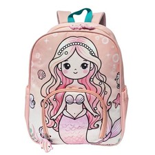 Mermaid Backpack for Girls, 14 Inch Pink Princess School Bag with Chest Strap...