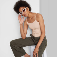 Women's Slim Fit Cropped Cami Tank Top - Wild Fable Beige M