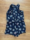 LOFT Floral Print Romper Women's Size L Navy — photo 3