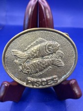 Vintage Pisces Zodiac Sign Belt Buckle