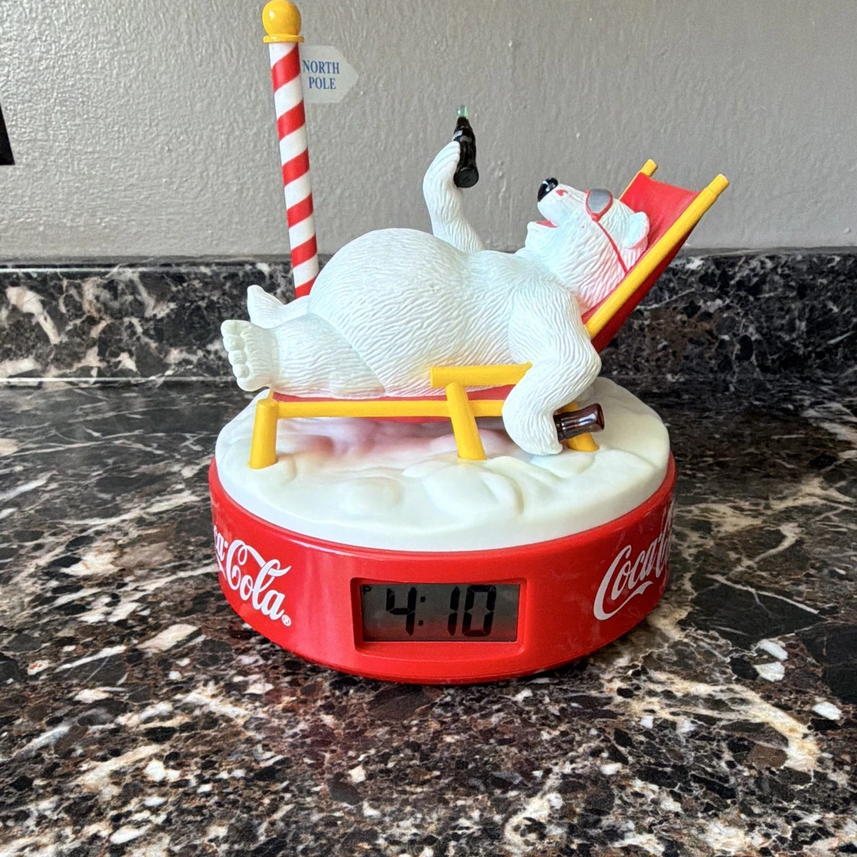 コカコーラ 置き時計 ポーラベアー　1990年代 Coca Cola Polar Bear Clock Indiana Collectible Coca Cola Clocks