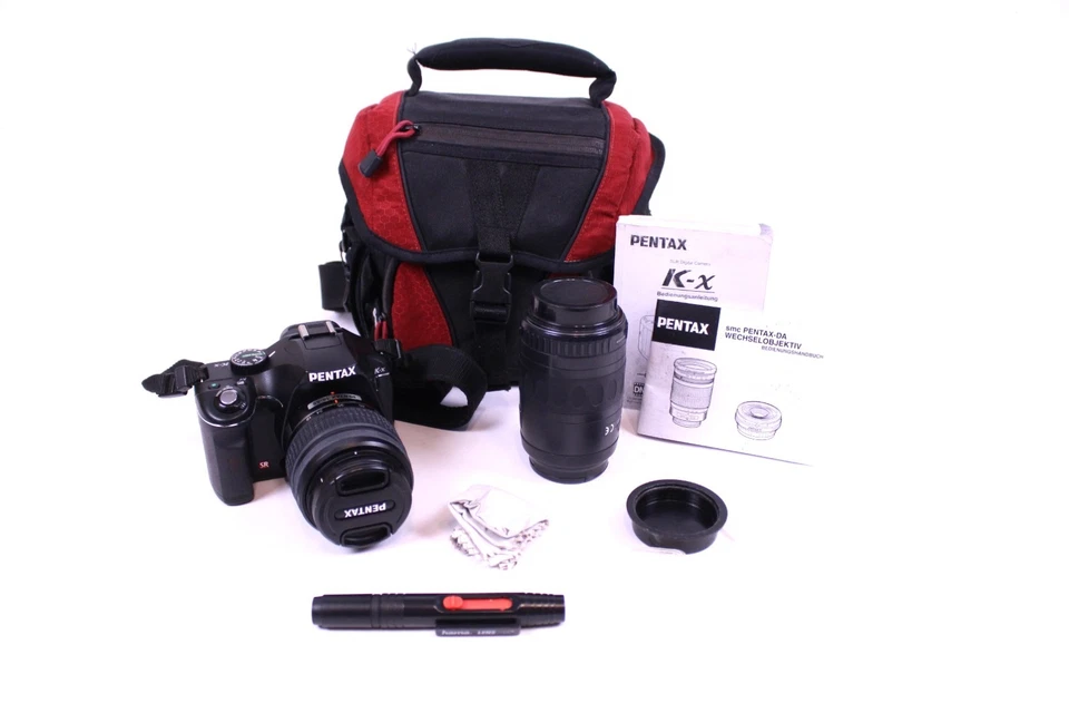 Pentax K-X DSLR Spiegelreflexkamera Pentax 18-55 mm / 80-200 mm Zubehörpaket