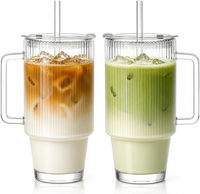Trinkbecher Set Mit Deckel Und Strohhalm FüR Kalte GeträNke 710 Ml Iced Coffee