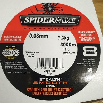 Spiderwire Stealth Smooth 8 Code Red je 10m!!! 7,3kg 0,08mm Geflochtene Schnur
