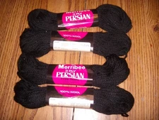 6 BLACK TAPESTRY Persian Type YARN 3 Ply 100% Wool 40 Yards EACH  240 YRDS