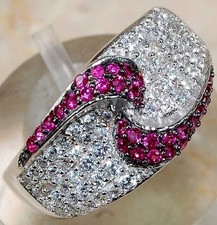 2CT Treated Ruby  White Topaz 925 Sterling Silver Ring Sz 8 JB2-5