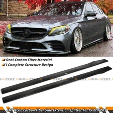 For 15-21 Mercedes Benz W205 C300 C43 AMG CMT Carbon Fiber Side Skirt Extension