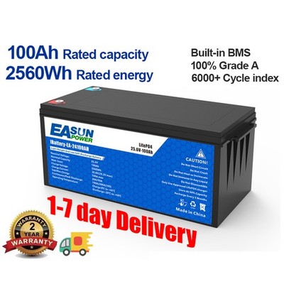 Easun 24V 100Ah LiFePO4 Lithium Batterie Solar Batterie IP65 für  Boot, USV, RV