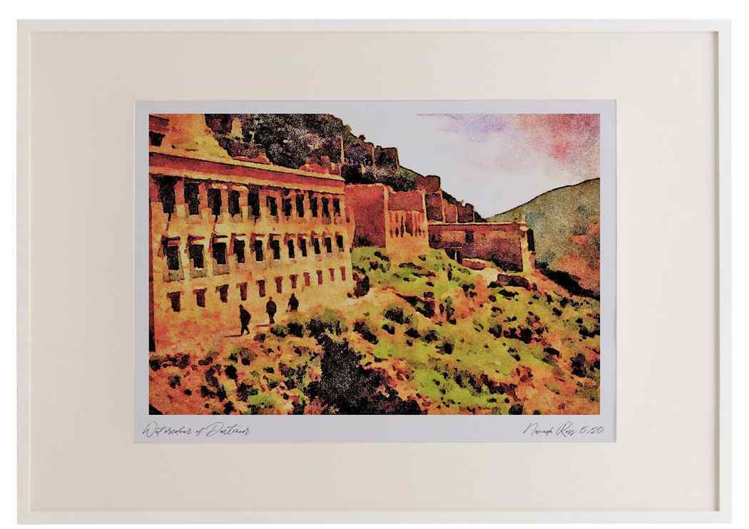 807095 Gompa Walls And Windows Tibet China A3 Picture Frame Watercolour print